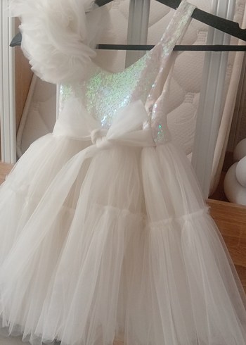 Beyaz Fırfırlı Bohem Kız Çocuk Elbisesi tacıyla beraber - Görsel 2