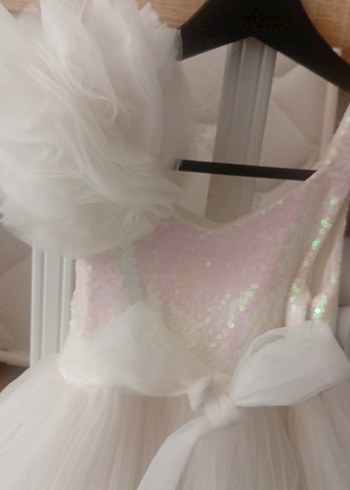 Beyaz Fırfırlı Bohem Kız Çocuk Elbisesi tacıyla beraber - Görsel 3