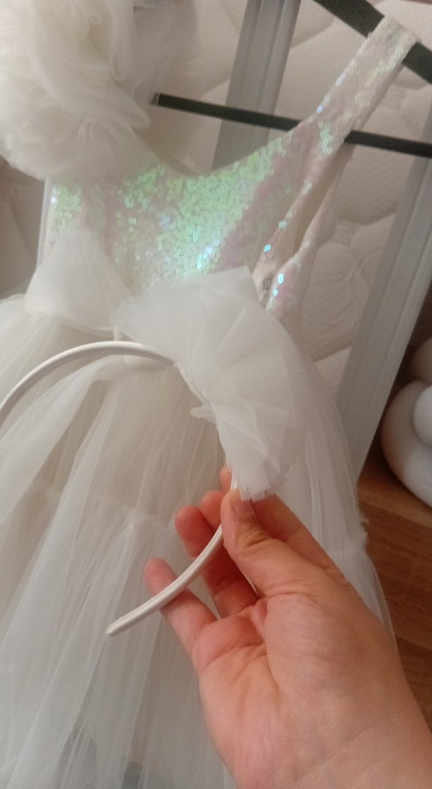 Beyaz Fırfırlı Bohem Kız Çocuk Elbisesi tacıyla beraber - Görsel 4