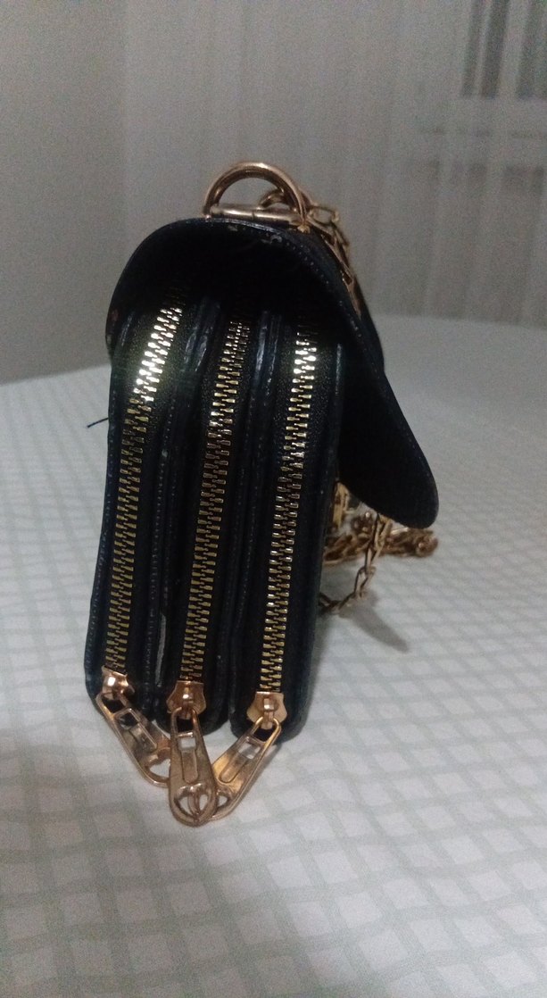 Zincir Detaylı Siyah Süet Kadın Çanta - Görsel 3