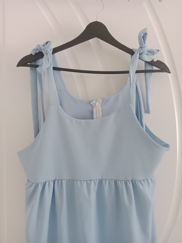 Mavi Askılı Hamile Elbisesi - Görsel 2