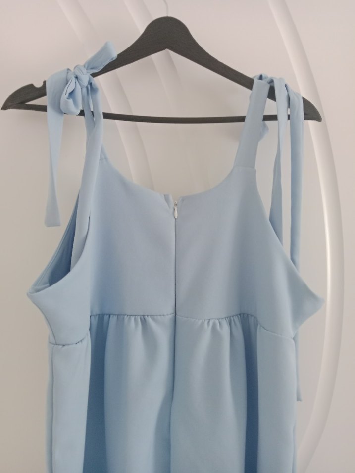 Mavi Askılı Hamile Elbisesi - Görsel 4