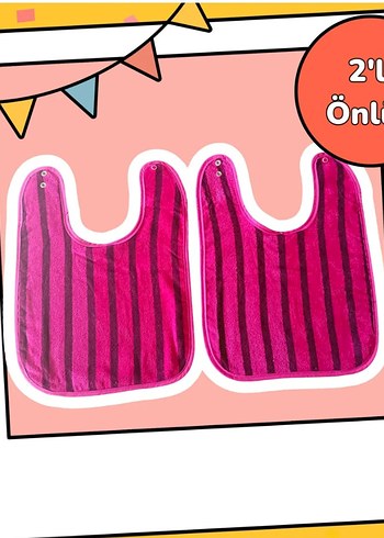 Diğer 2 Adet Pembe Havlu Kumaş Bebek Mama Önlüğü