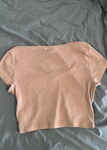 m Beden H&M Bej Kısa Kollu Crop Top