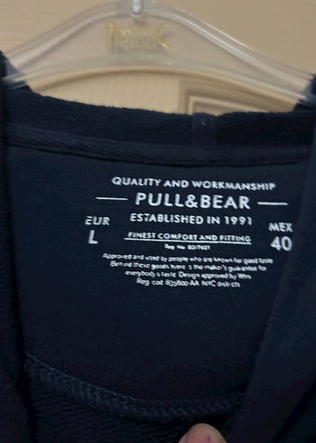 l Beden Pull and bear orjinal şık Lacivert Denim Tişört y2k