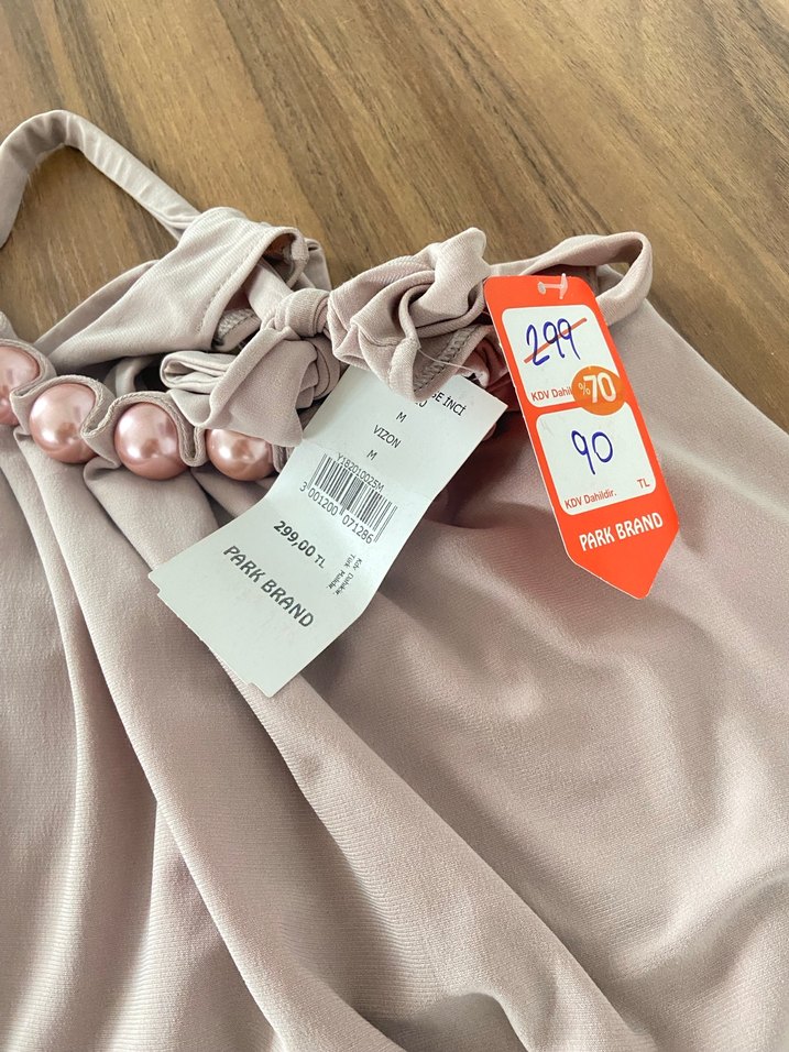 İnci Detaylı Bej Hamile Mini Bluz - Görsel 2