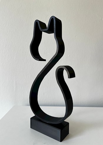 Beden Siyah Minimalist Kedi Figürü