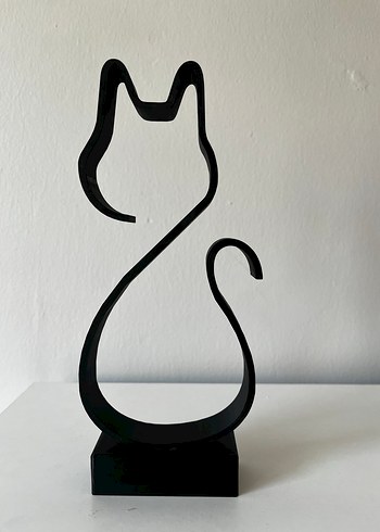 Siyah Minimalist Kedi Figürü