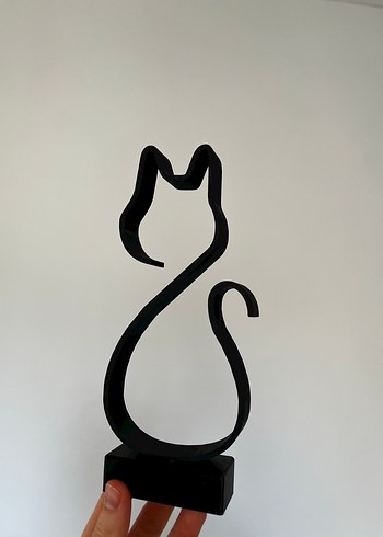Beden siyah Renk Siyah Minimalist Kedi Figürü