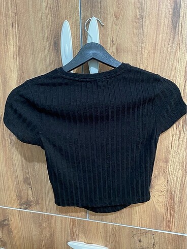 River Island M beden önü dekolteli siyah crop