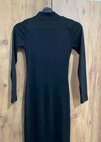 Uzun Kollu, Yırtmaçlı Siyah Uzun Elbise - Görsel 4