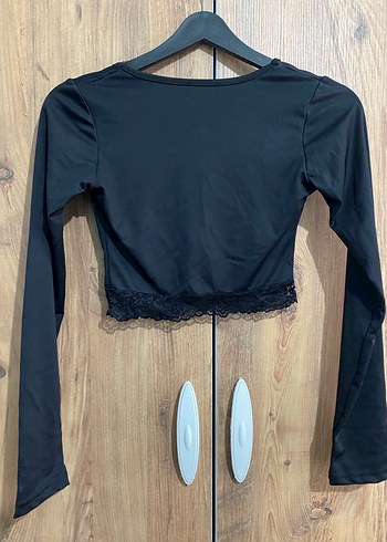 Dantel Detaylı V Yaka Crop S beden - Görsel 4