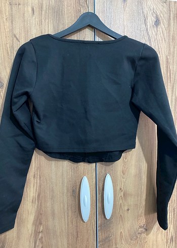 Siyah Uzun Kollu Düğmeli Kadın Bluz - Görsel 4