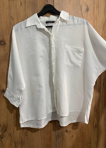 Kadın Beyaz Keten Gömlek - Görsel 2