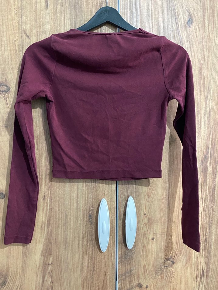 Bordo Uzun Kollu Kadın Bluz - Görsel 3