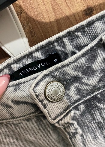 38 Beden gri Renk Gri Midi Denim Kadın Jean