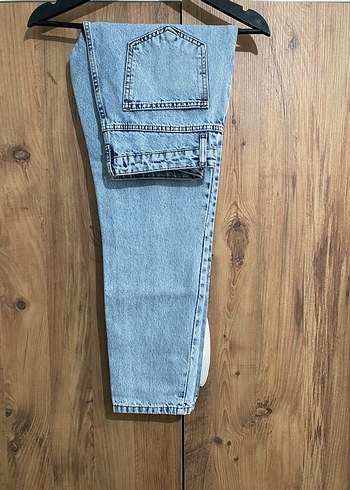 36 Beden mavi Renk Kadın Açık Mavi Yüksek Bel Düz Kesim Mom Jeans