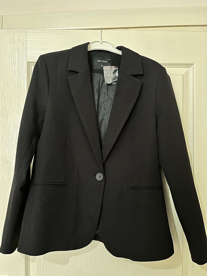 Düğmeli Siyah Kadın Blazer Ceket - Görsel 5