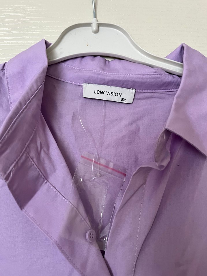 Lila Düğmeli Kadın Gömlek - Görsel 2