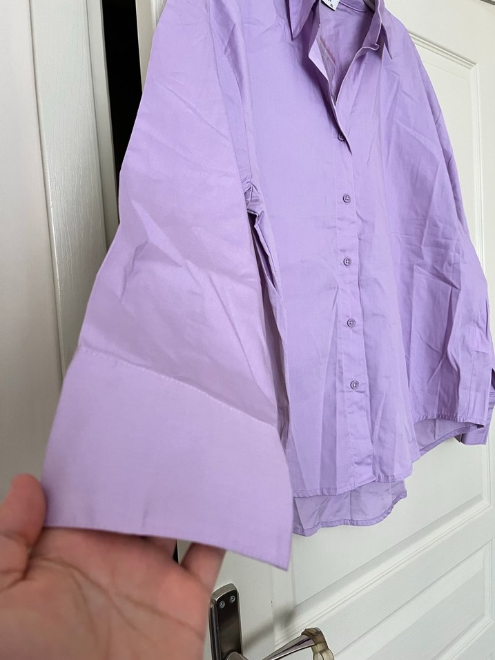Lila Düğmeli Kadın Gömlek - Görsel 3
