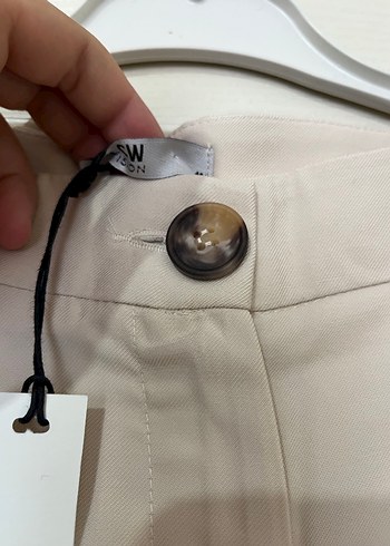 Bej Normal Boy Pilili Kadın Kumaş Pantolon - Görsel 3