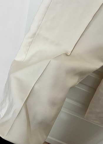 Bej Pilili Midi Kadın Kumaş Pantolon - Görsel 2