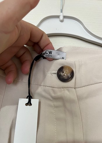 Bej Pilili Midi Kadın Kumaş Pantolon - Görsel 4