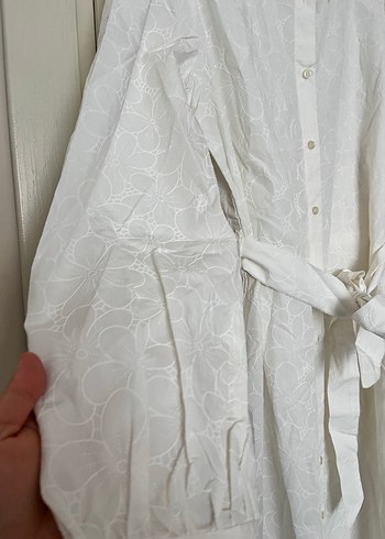 LCW Oversize Beyaz Kadın Gömlek Elbise - Görsel 4