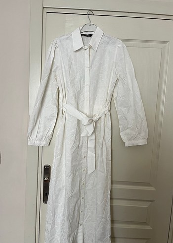 LCW Oversize Beyaz Kadın Gömlek Elbise - Görsel 3