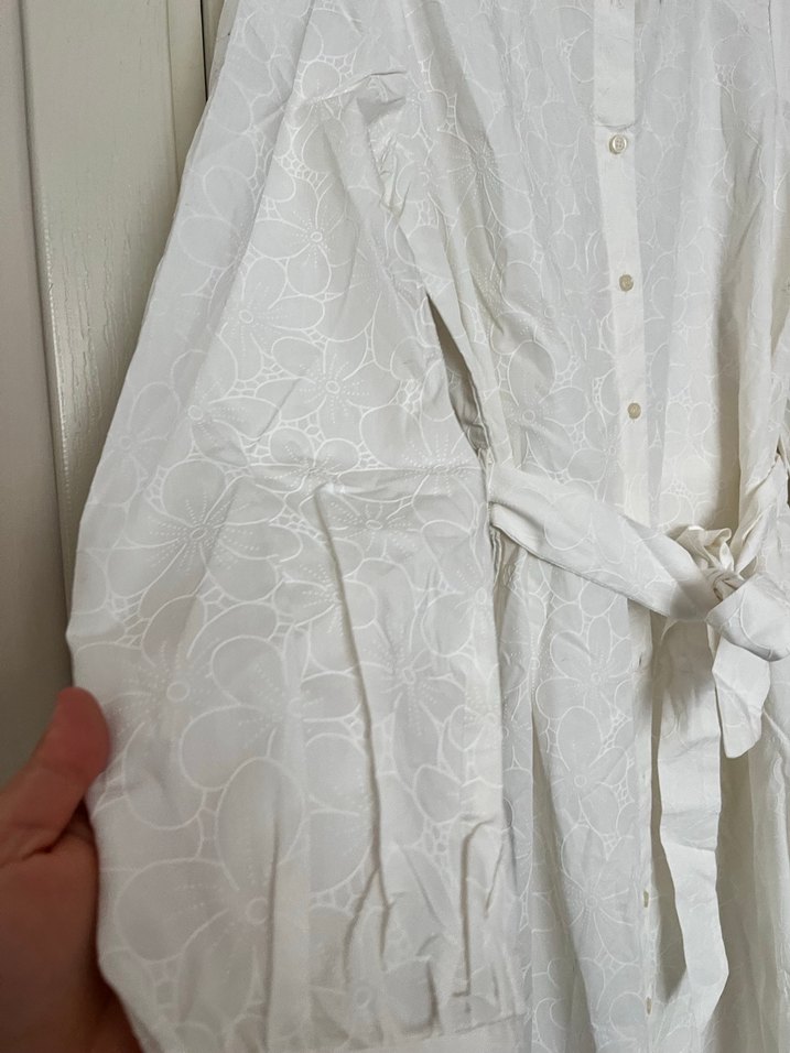 LCW Oversize Beyaz Kadın Gömlek Elbise - Görsel 4