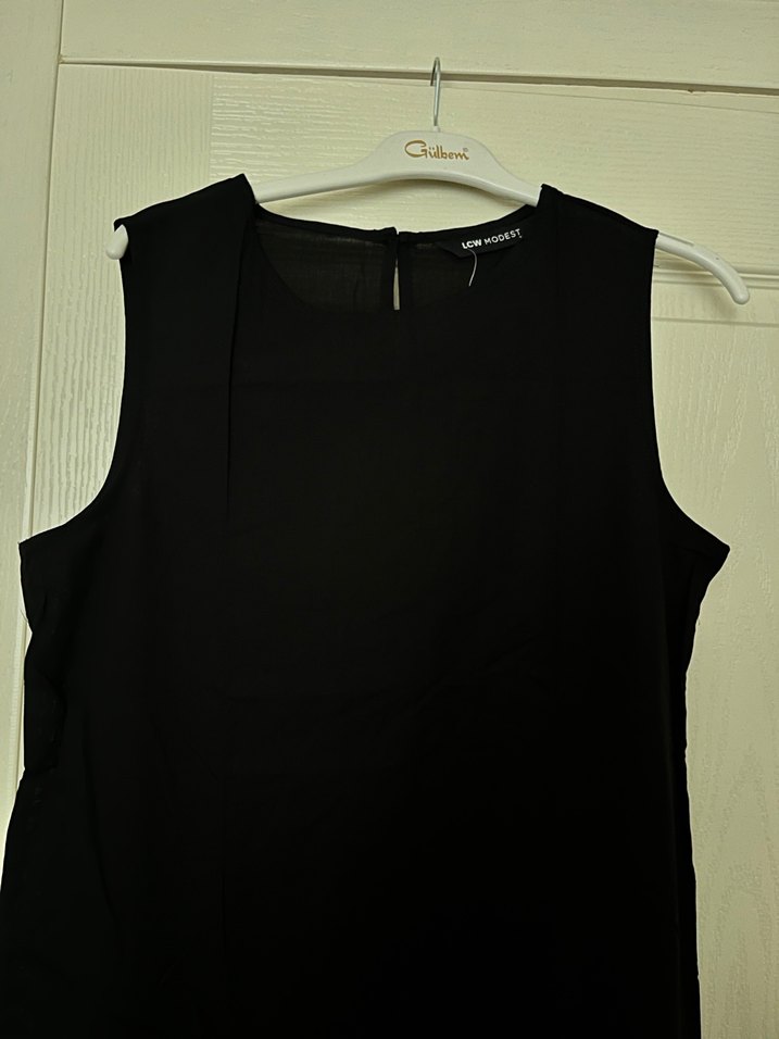 Siyah Uzun Kolsuz Kadın Elbise - Görsel 2