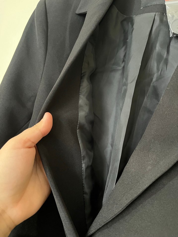 Düğmeli Siyah Kadın Blazer Ceket - Görsel 3