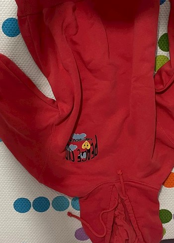 xs Beden Kırmızı Kapüşonlu Kadın Sweatshirt