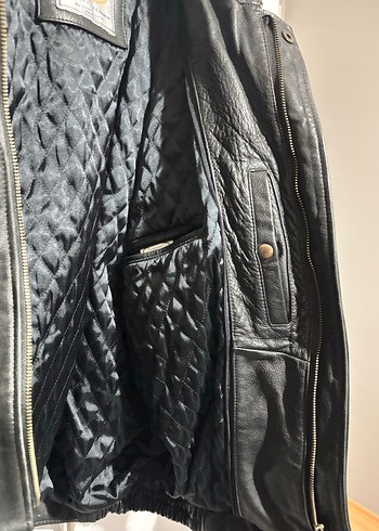 ACİL SATILIK Siyah Gerçek Deri Biker Ceket - Görsel 7