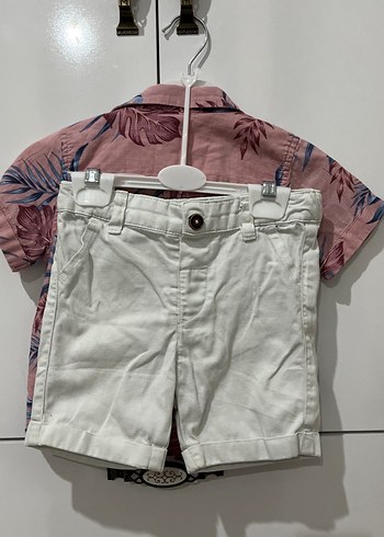 Erkek Çocuk Kısa Kollu Düğmeli Gömlek şort takım - Görsel 2