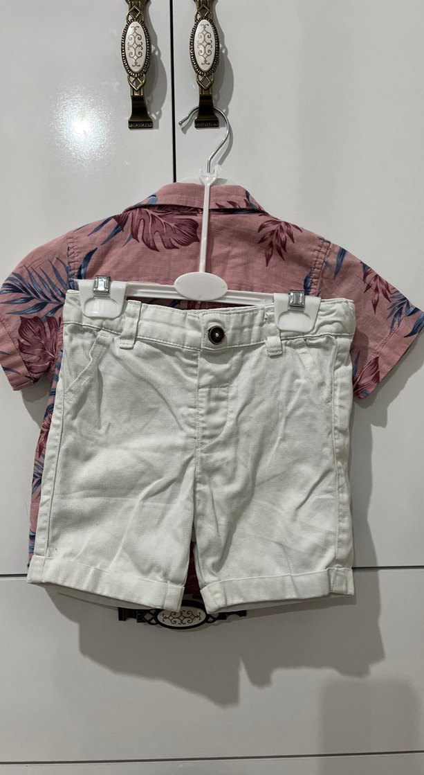 Erkek Çocuk Kısa Kollu Düğmeli Gömlek şort takım - Görsel 2