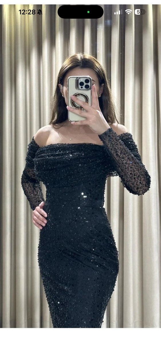 Şık siyah abiye elbise - Görsel 3