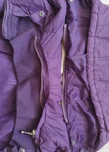 Mor Kapüşonlu Kadın Kışlık Mont - Görsel 4