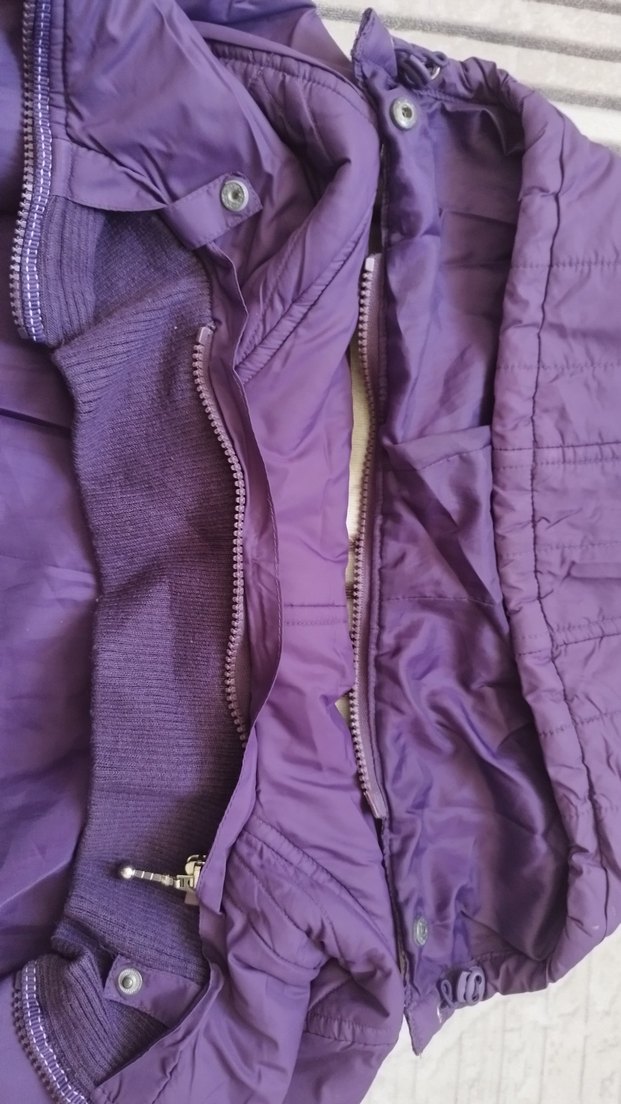 Mor Kapüşonlu Kadın Kışlık Mont - Görsel 4