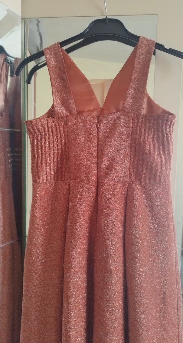 Bordo Straplez Pilili Midi Abiye Elbise - Görsel 3