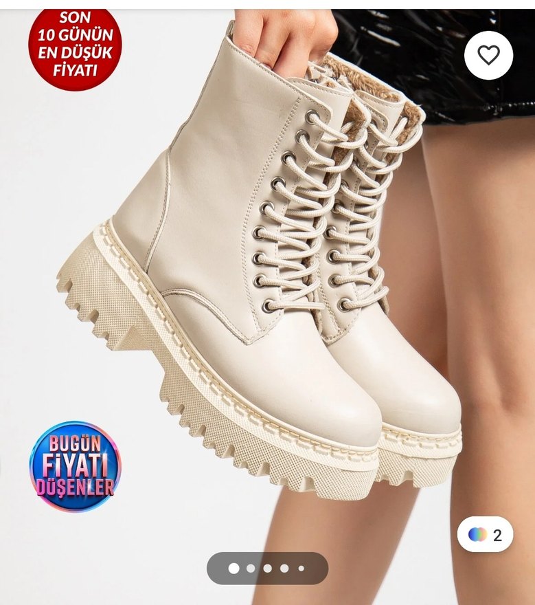 Yüksek Topuklu Beyaz Bağcıklı Kadın Bot - Görsel 4