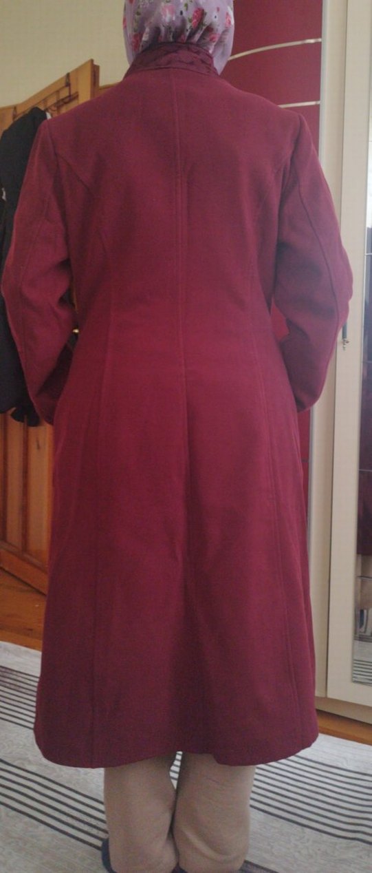 Bordo Örgü Detaylı Kaban - Görsel 3