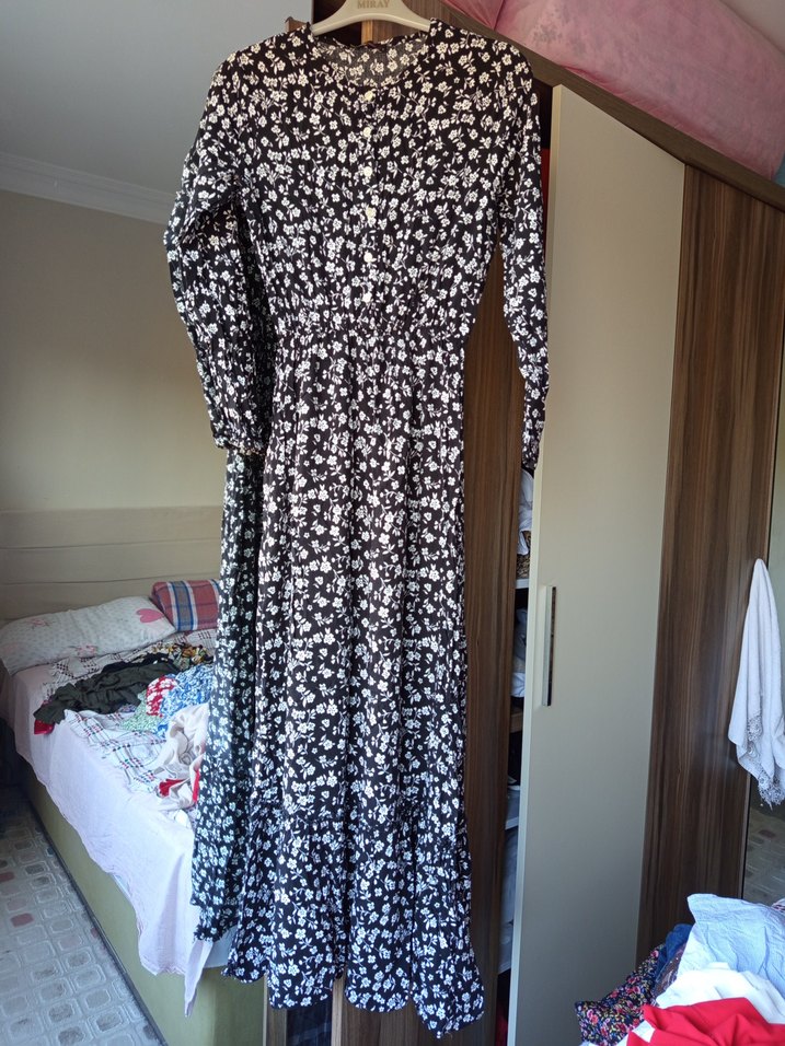 Diger Bohem Uzun Beyaz Çiçekli Elbise - Görsel 2