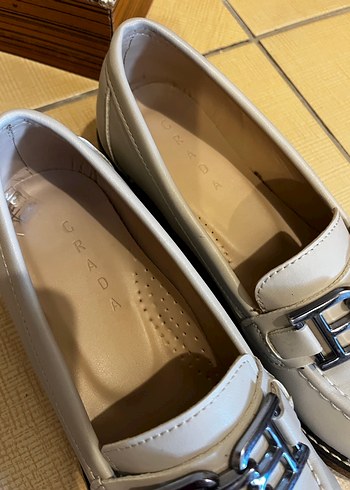 Tokalı Beyaz Kadın Deri Loafer - Görsel 5