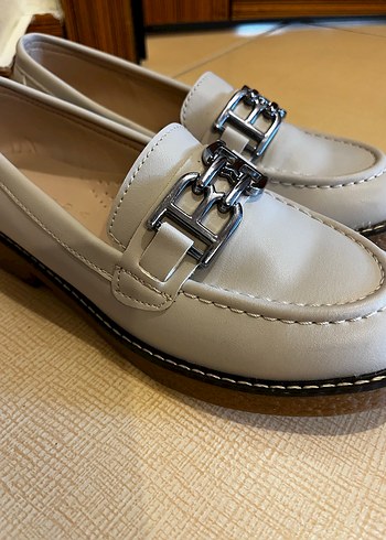 Tokalı Beyaz Kadın Deri Loafer - Görsel 4