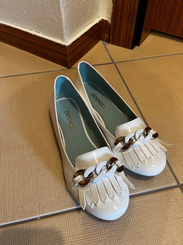 Beyaz Tokalı Kız Çocuk Loafer Ayakkabı - Görsel 2