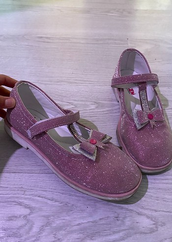 Kız Çocuk Simli Pembe Babet - Görsel 2