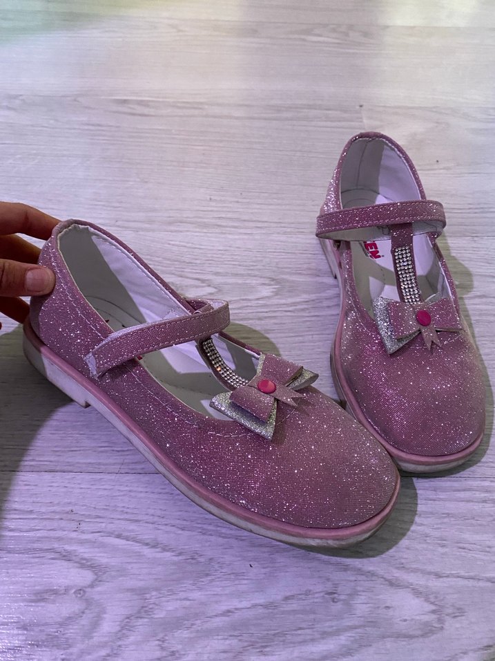 Kız Çocuk Simli Pembe Babet - Görsel 2