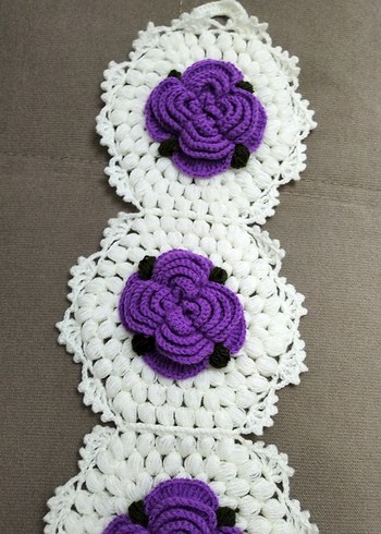 Mor Çiçekli Örgü lif - Görsel 3