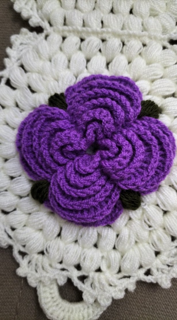 Mor Çiçekli Örgü lif - Görsel 2